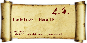 Ledniczki Henrik névjegykártya
